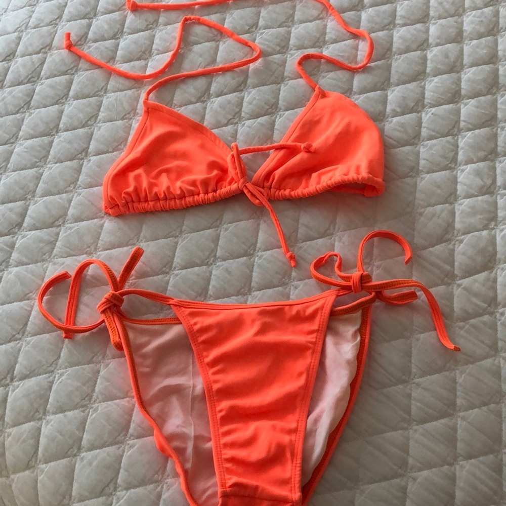 Custom Orange Tie Bikini (L) adjusts to fit.